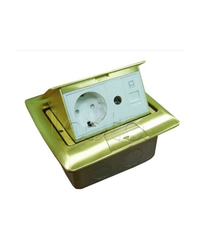 Люк встраиваемый на 1,5 модуля (45х45 мм) с коробкой, латунь, IP44 Экопласт 70023 в Ессентуках Системы лючков и колонн Pintop.ru