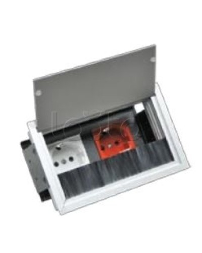 Люк настольный встраиваемый на 2 модуля (45х45мм) с крышкой, алюминий IP20 Экопласт 70042 в Ессентуках Системы лючков и колонн Pintop.ru