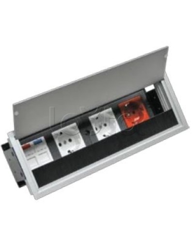 Люк настольный встраиваемый на 4 модулей (45х45мм) с крышкой, алюминий IP20 Экопласт 70044 в Ессентуках Системы лючков и колонн Pintop.ru