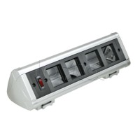 Блок настольный с выключателем нагрузки на 4 модуля (45х45мм) для крепления к столу (алюминий) Экопласт 70304