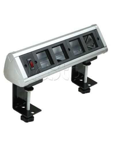 Блок настольный с выключателем нагрузки на 4 модуля (45х45мм) на струбцинах (алюминий) Экопласт 70314 в Ессентуках Аксессуары для кабель-канала Pintop.ru
