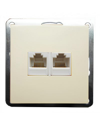 Розетка телефонная двойная 2хRJ-11 с накладкой (бежевый) LK60 (865601) в Ессентуках Розетки компьютерные и телефонные Pintop.ru