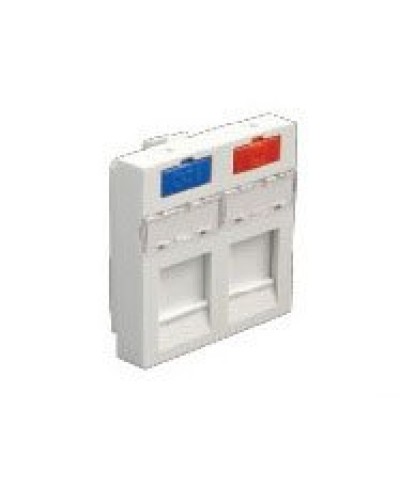 Лицевая панель (накладка) информационной розетки, 45х45 мм, 2 входа Экопласт (87002) в Ессентуках Розетки компьютерные и телефонные Pintop.ru