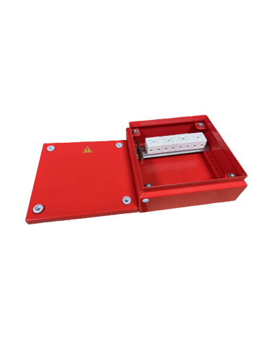 Коробка распределительная огнестойкая КРОПС, IP65, габаритные размеры 150х150х80 мм, для кабелей сечением до 10 мм2, 4 клеммы КМ-Профиль (FRJB-KM-ST5-10-04-КРОПС-IP65) в Ессентуках Распределительные коробки Pintop.ru