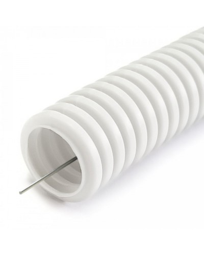 Труба гофр ПЛЛ тяжелая безгалогенная (HF) негорючая (НГ) белая с/з d20 мм (50м/уп) Промрукав (PR02.0398) в Ессентуках Труба гофрированная Pintop.ru