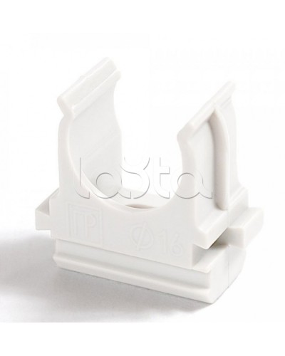 Крепёж-клипса для труб Полистирол белая д16 (100шт/2000шт уп/кор) Промрукав (PR.02716б) в Ессентуках Держатели, клипсы, скобы Pintop.ru