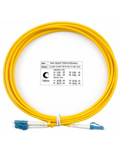 Шнур оптический duplex LC-LC 9/125 sm 3м LSZH Cabeus FOP(d)-9-LC-LC-3m в Ессентуках Патч-корды оптические Pintop.ru