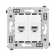 Компьютерная розетка RJ-45 без шторки в стену, кат.5е двойная, "Avanti", "Белое облако" DKC 4400664