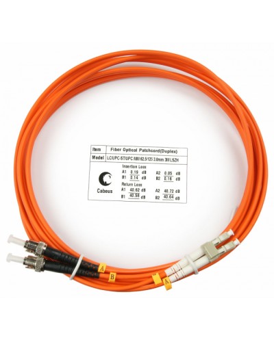 Шнур оптический duplex LC-ST 62,5/125 mm 3м LSZH Cabeus FOP-62-LC-ST-3m в Ессентуках Патч-корды оптические Pintop.ru