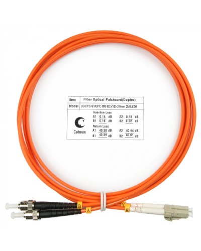 Шнур оптический duplex LC-ST 62,5/125 mm 2м LSZH Cabeus FOP-62-LC-ST-2m в Ессентуках Патч-корды оптические Pintop.ru