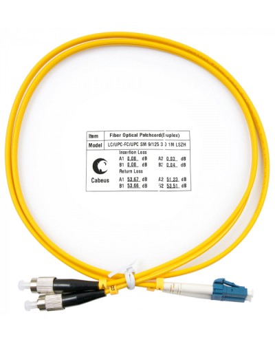 Шнур оптический duplex LC-FC 9/125 SM 1 м LSZH Cabeus FOP(d)-9-LC-FC-1M в Ессентуках Патч-корды оптические Pintop.ru