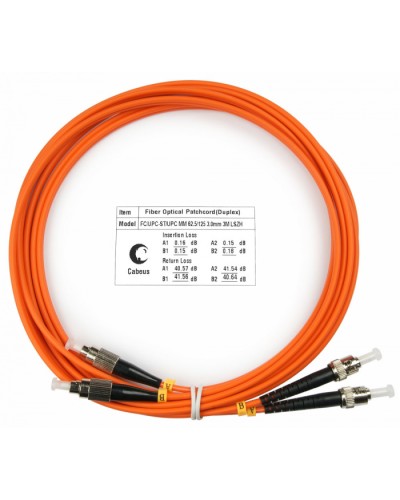 Шнур оптический duplex FC-ST 62,5/125 mm 3м LSZH Cabeus FOP-62-FC-ST-3m в Ессентуках Патч-корды оптические Pintop.ru