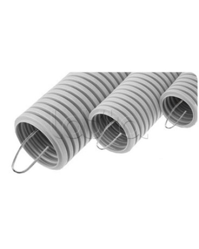 NR063 Усиленная двустен. труба ПНД гибкая, тип 750, SN29, с зондом, D63мм (50м) цвет красный Экопласт (821063) в Ессентуках Труба гофрированная Pintop.ru