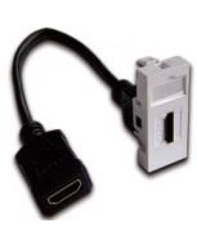 Вставка Mosaic 22.5x45 с адаптером HDMI с удлинителем, мама-мама, белая LANMASTER LAN-SIP-22HDMI-WH в Ессентуках Коммутационные изделия Pintop.ru