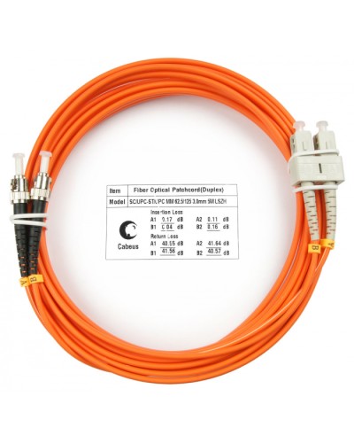 Шнур оптический duplex SC-ST 62,5/125 mm 5м LSZH Cabeus FOP-62-SC-ST-5m в Ессентуках Патч-корды оптические Pintop.ru
