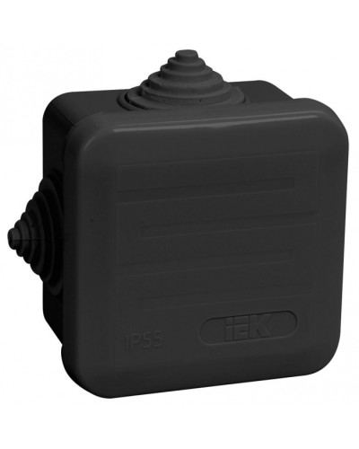 Коробка расп. КМ41236 70х70х40мм IP44 4 вв. черная IEK (UKO21-070-070-040-K02-44) в Ессентуках Распределительные коробки Pintop.ru