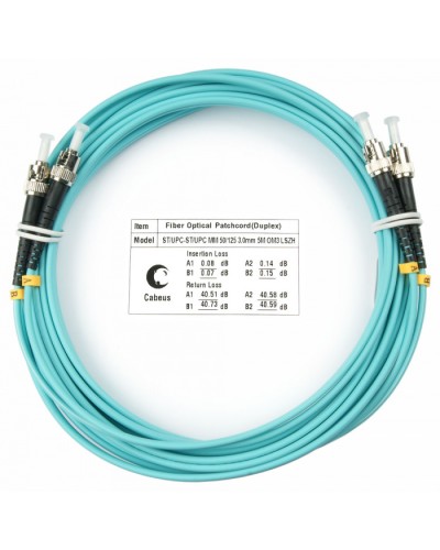 Шнур оптический duplex ST-ST 50/125 mm OM3 15м LSZH Cabeus FOP-50-ST-ST-15m в Ессентуках Патч-корды и пигтейлы Pintop.ru
