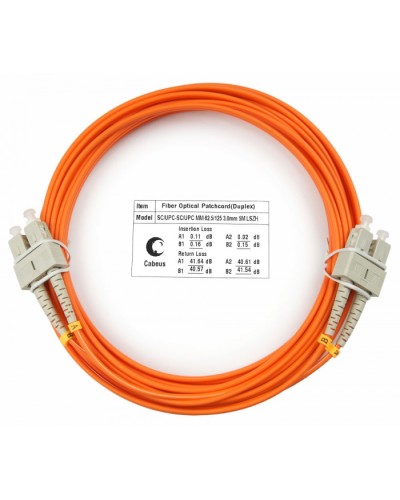 Шнур оптический duplex SC-SC 62,5/125 mm 5м LSZH Cabeus FOP-62-SC-SC-5m в Ессентуках Патч-корды оптические Pintop.ru