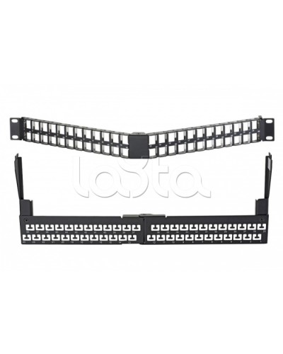 Коммутационная угловая панель 19” наборная, FTP, 1U, 48 портов, черный Eurolan (27A-00-48-01BL) в Ессентуках Патч панель Pintop.ru