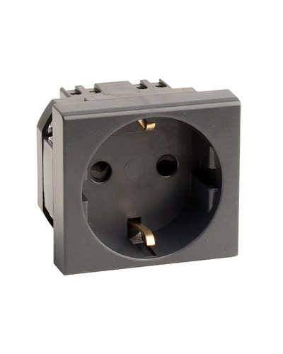 Розетка силовая 2Р+Е, со шторками, «Viva», 2 мод., цвет черный DKC (45205) в Ессентуках Аксессуары для кабель-канала Pintop.ru