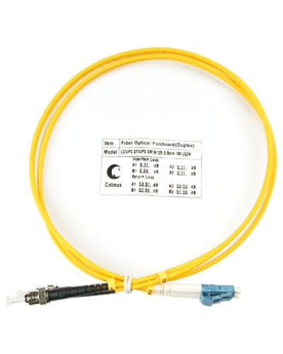 Шнур оптический duplex LC-ST 9/125 SM 1 м LSZH Cabeus FOP(d)-9-LC-ST-1M в Ессентуках Патч-корды оптические Pintop.ru