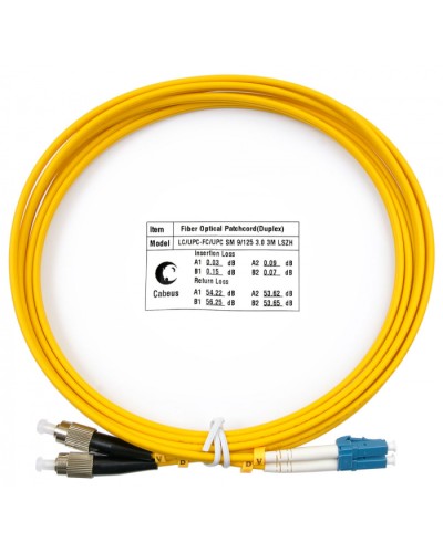 Шнур оптический duplex LC-FC 9/125 sm 3м LSZH Cabeus FOP(d)-9-LC-FC-3m в Ессентуках Патч-корды оптические Pintop.ru