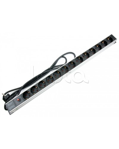 Блок евророзеток для 19 шкафов, 13 розеток, фильтр, 16 A Cabeus PDU-13P-F-2EU в Ессентуках Блоки розеток Pintop.ru