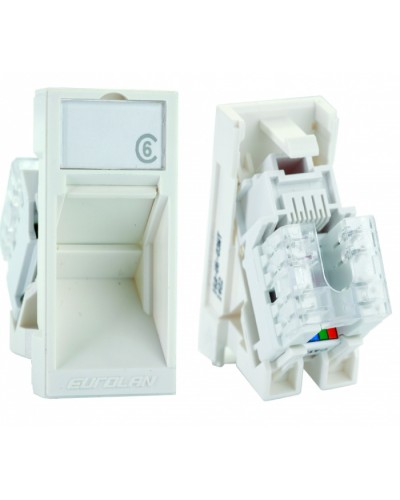 Розеточный модуль UTP категории 6 Mosaic серии 45 RJ45 Eurolan (16A-U6-03WT) в Ессентуках Модули Keystone Pintop.ru
