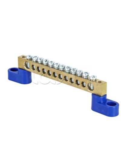 Шина 0 N (8х12мм) 12 отверстий латунь 2 синих угловых изолятора EKF PROxima (sn0-125-12-2) в Ессентуках Клеммные колодки Pintop.ru