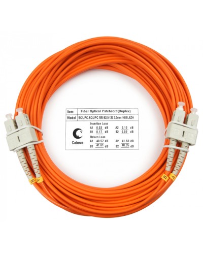 Шнур оптический duplex SC-SC 62,5/125 mm 10м LSZH Cabeus FOP-62-SC-SC-10m в Ессентуках Патч-корды оптические Pintop.ru