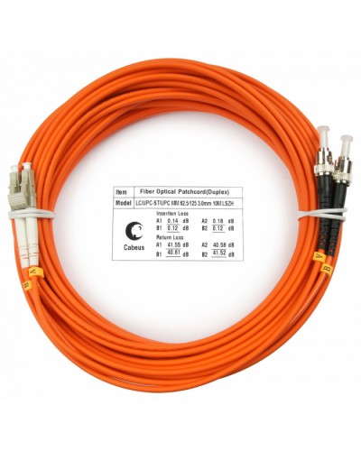 Шнур оптический duplex LC-ST 62,5/125 mm 20м LSZH Cabeus FOP-62-LC-ST-20m в Ессентуках Патч-корды оптические Pintop.ru